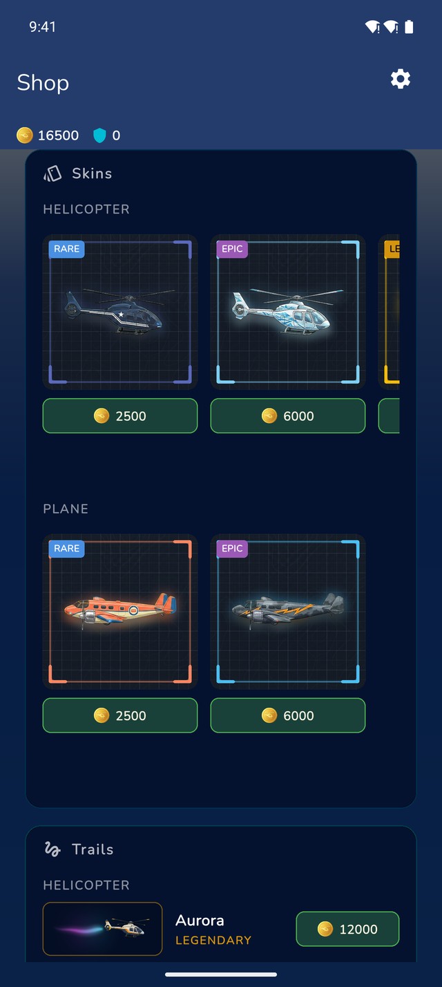 Shop with skins