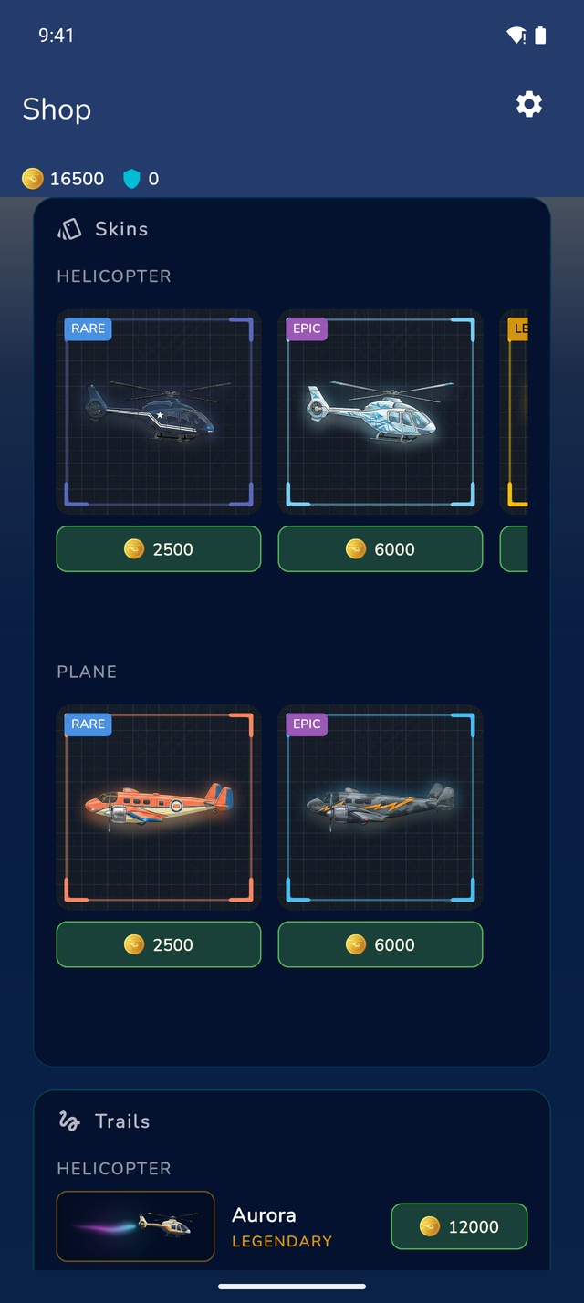 Shop with skins